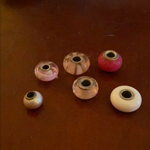 Pink and white pandora charms